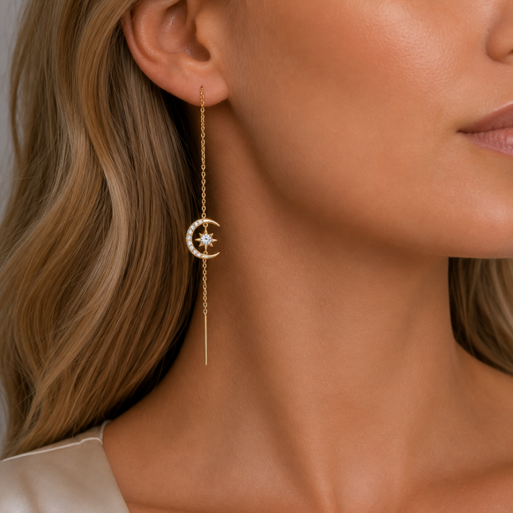 Aria Lunaria Threader Earrings