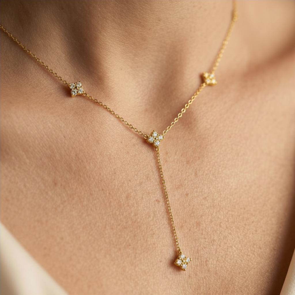 Genevieve Fleur Lariat Necklace