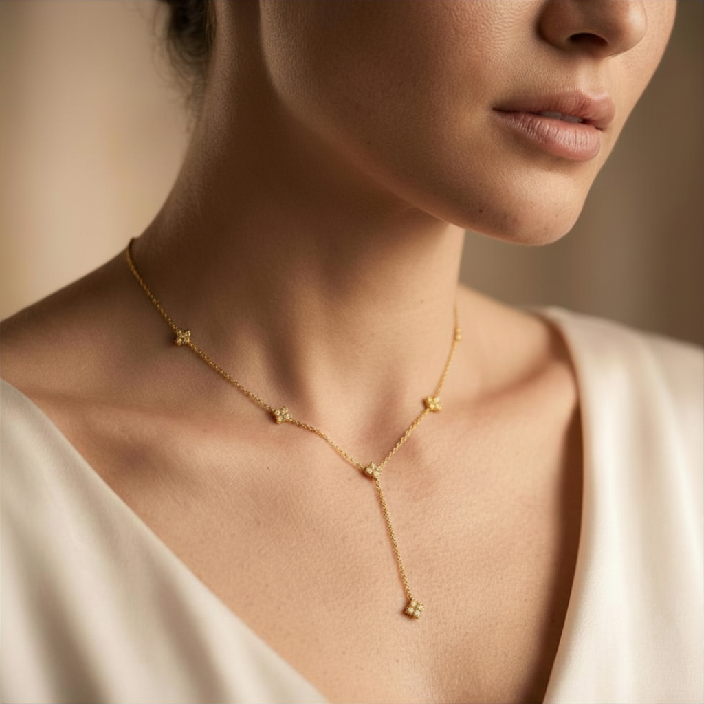 Genevieve Fleur Lariat Necklace